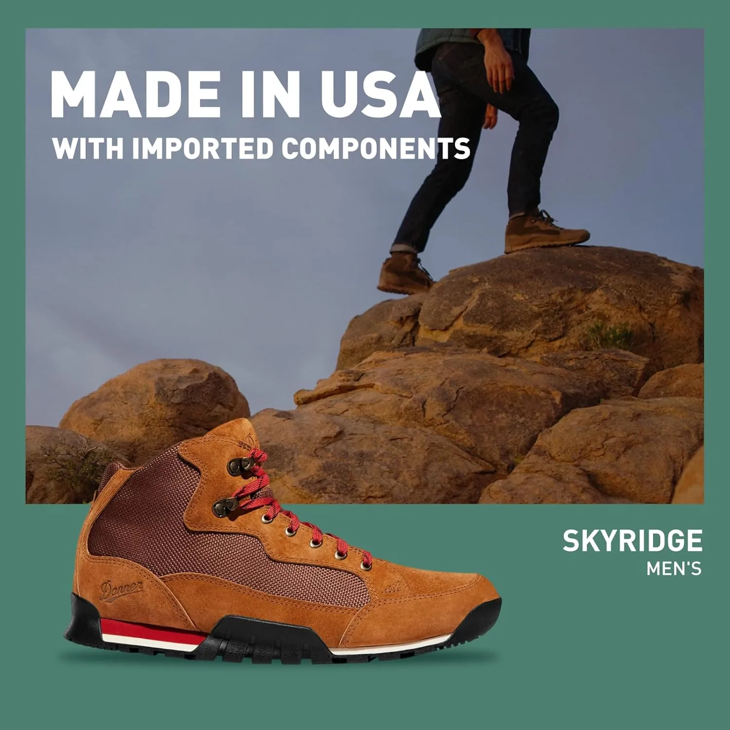 Danner Skyridge Hiking Boots for Men - Waterproof, with Durable Suede & Cotton Ripstop Upper, Breathable Lining, Comfort Footbed & Traction Outsole