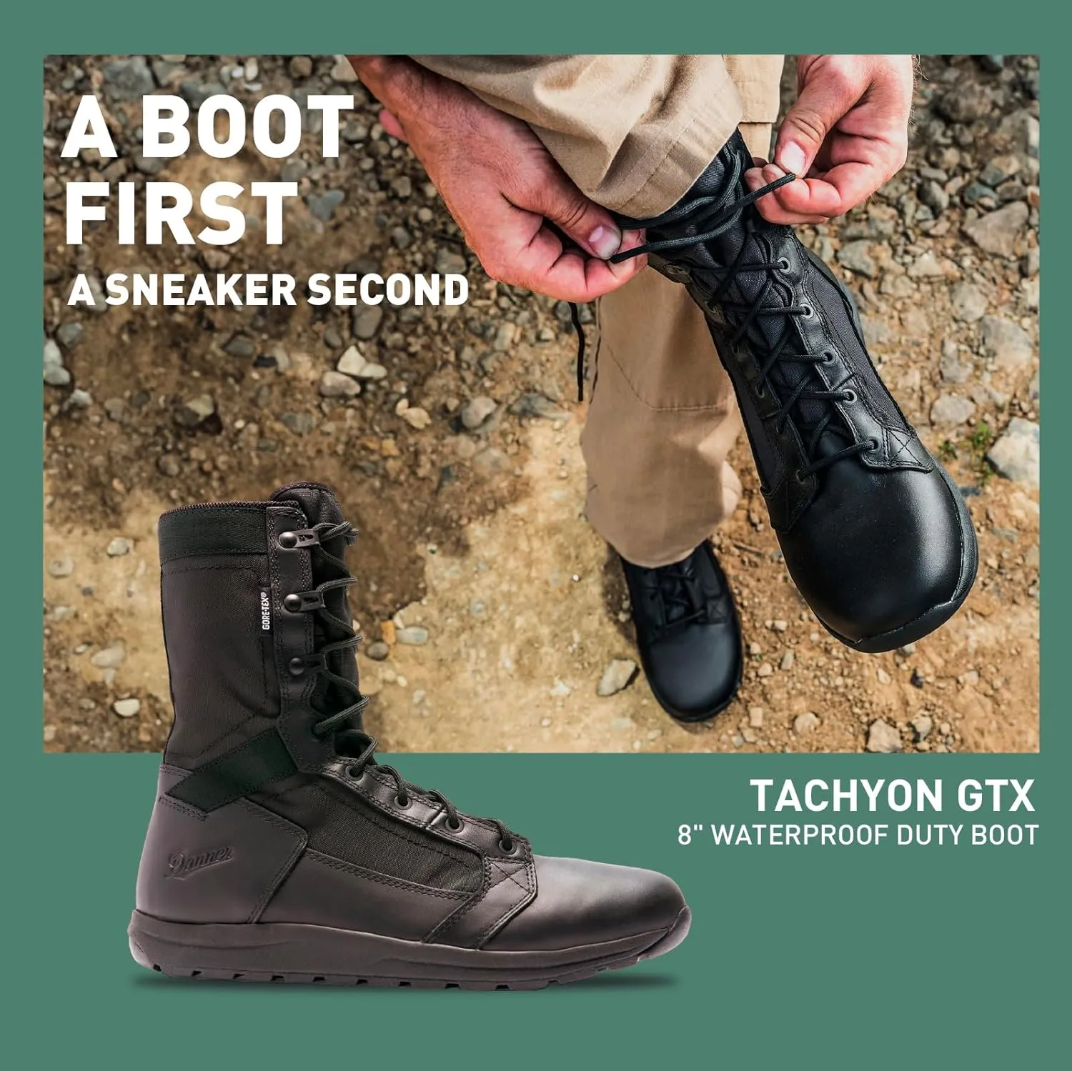 Danner Tachyon Gore-Tex 8" Tactical Boots for Men - Waterproof Full-Grain Leather & 500D Nylon with Speed Lace, Comfort Footbed, and Non Slip Traction Outsole