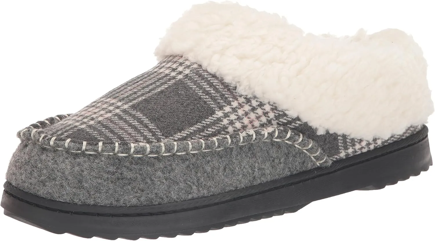 Dearfoams Women's Nyla Felted and Plaid Moc Toe Clog