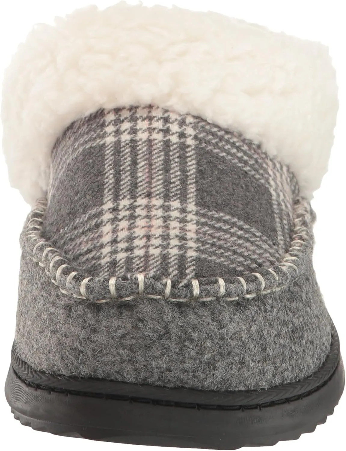 Dearfoams Women's Nyla Felted and Plaid Moc Toe Clog