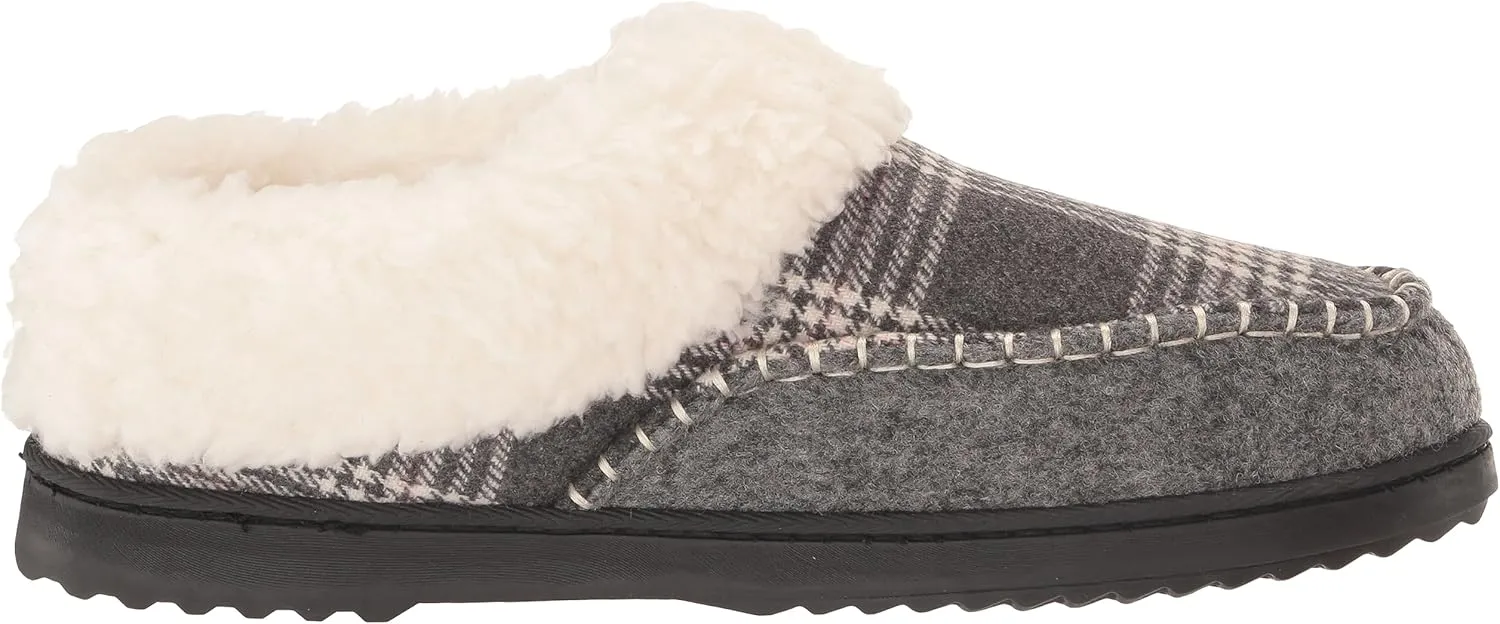 Dearfoams Women's Nyla Felted and Plaid Moc Toe Clog