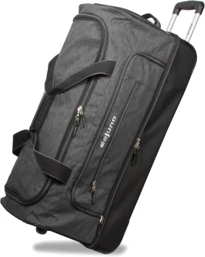 Dejuno Lightweight Denim Drop Bottom Rolling Duffel Bag