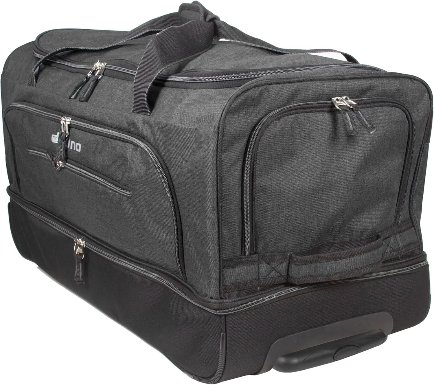 Dejuno Lightweight Denim Drop Bottom Rolling Duffel Bag