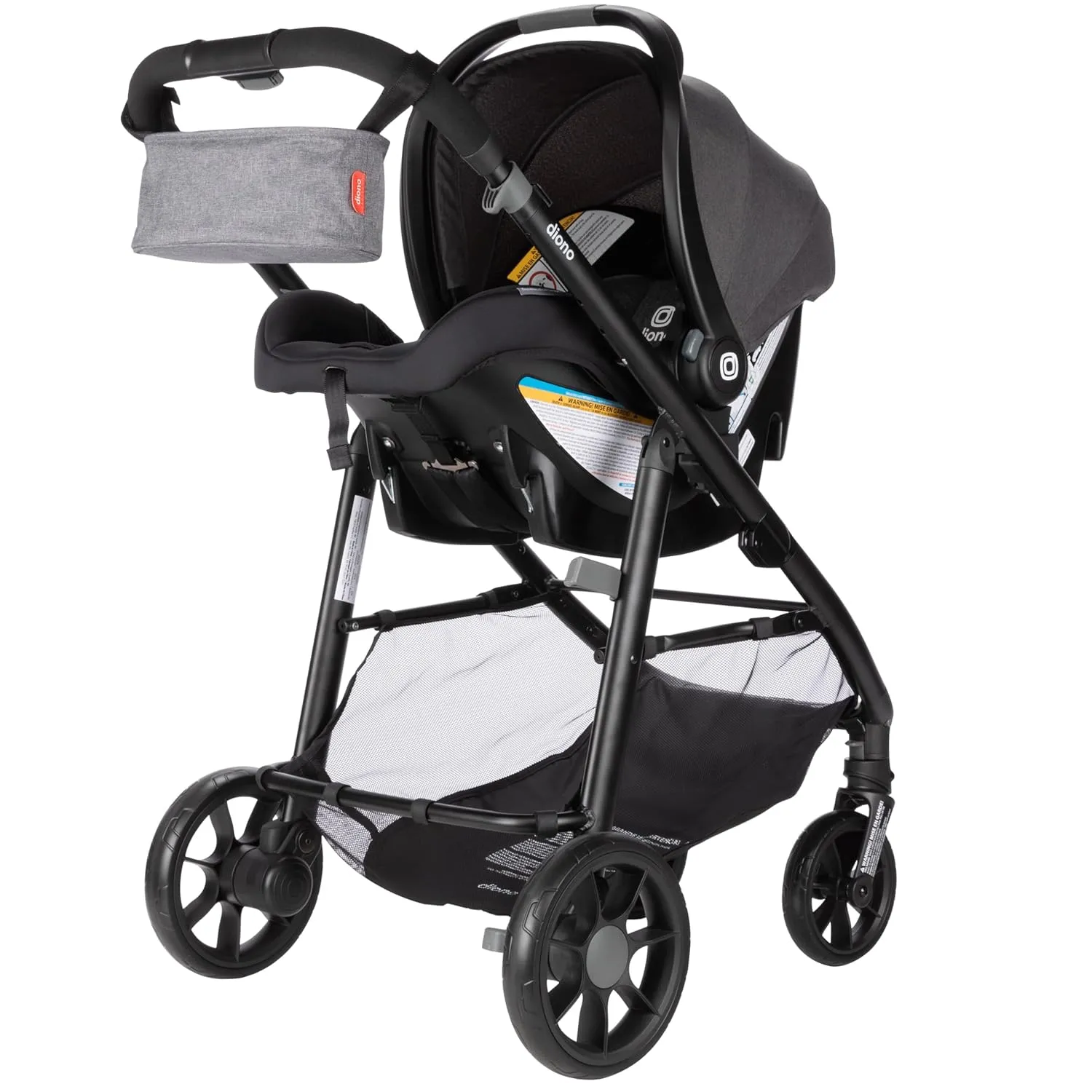 Diono Quantum 4 3-in-1 Travel System with LiteClik 30 R SafePlus Infant Car Seat and Base, Rear-Facing for Infants 4-30lbs, Includes Infant Car Seat Folding Stroller and Toddler Seat (Gray Slate)