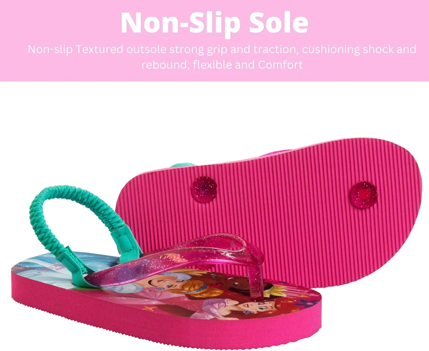 Disney Girls Boys Character Flip Flops Sandals Kids Water Shoes - Minnie Mickey Stitch Moana Toy Story Frozen Cars Encanto Princess Thong Beach Slides Slip On Quick Dry (Toddler-Little Kid)