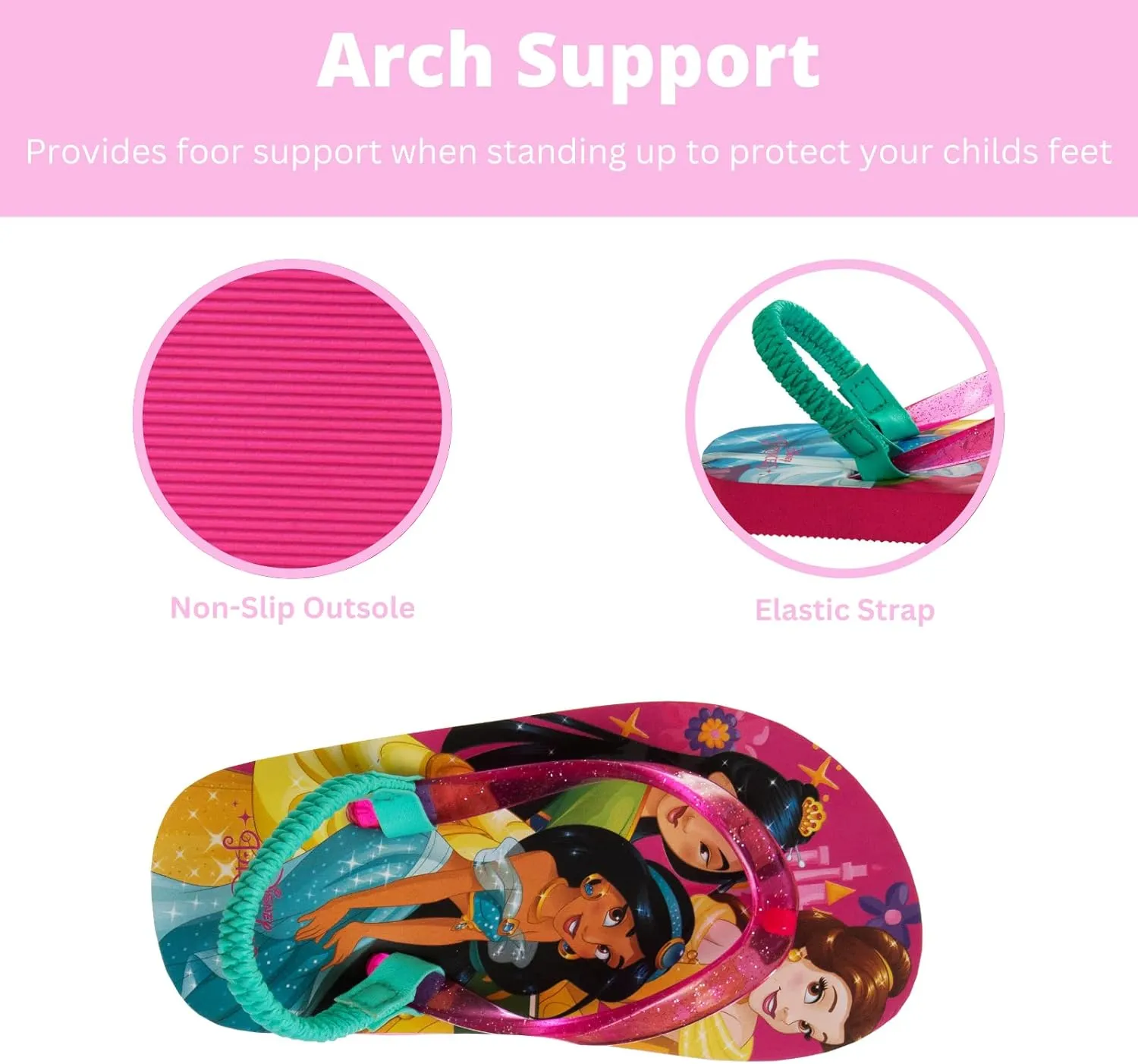 Disney Girls Boys Character Flip Flops Sandals Kids Water Shoes - Minnie Mickey Stitch Moana Toy Story Frozen Cars Encanto Princess Thong Beach Slides Slip On Quick Dry (Toddler-Little Kid)