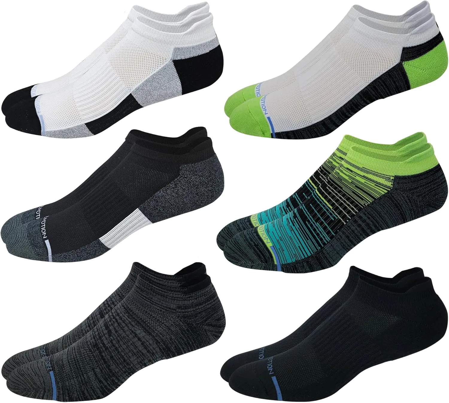 Dr. Motion 6 Pairs pack Mens Low Cut Cushioned Breathable Compression Ankle Socks with Arch Support