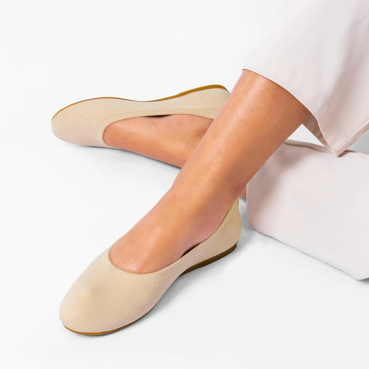DREAM PAIRS Wide Ballet Flats Shoes for Women, Width Foldable Knit Women's Flats with Arch Support, Comfortable Shoes for Women Dressy Casual Work Office