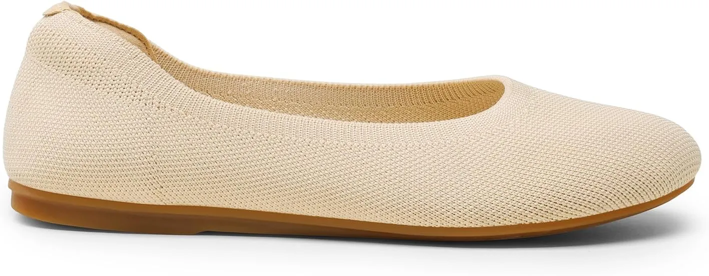 DREAM PAIRS Wide Ballet Flats Shoes for Women, Width Foldable Knit Women's Flats with Arch Support, Comfortable Shoes for Women Dressy Casual Work Office
