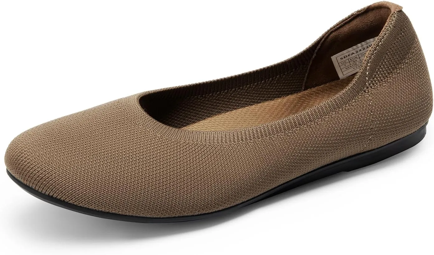 DREAM PAIRS Wide Ballet Flats Shoes for Women, Width Foldable Knit Women's Flats with Arch Support, Comfortable Shoes for Women Dressy Casual Work Office