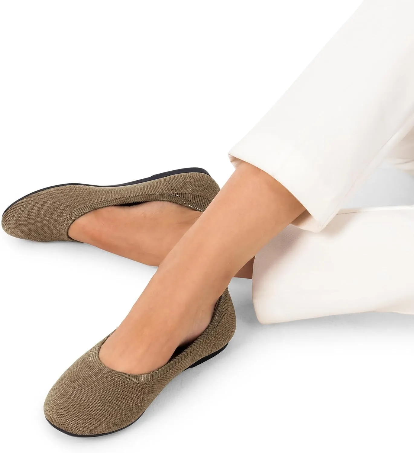 DREAM PAIRS Wide Ballet Flats Shoes for Women, Width Foldable Knit Women's Flats with Arch Support, Comfortable Shoes for Women Dressy Casual Work Office