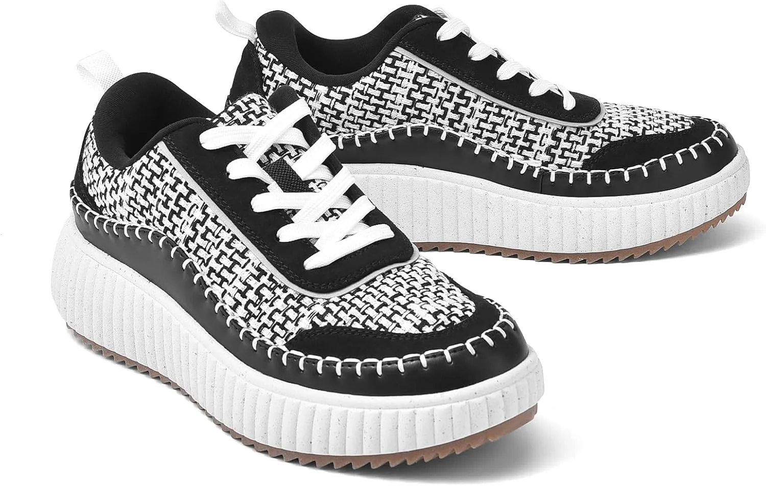 DREAM PAIRS Women Chunky City Tweed Comfortable Casual Platform Fashion Sneaker