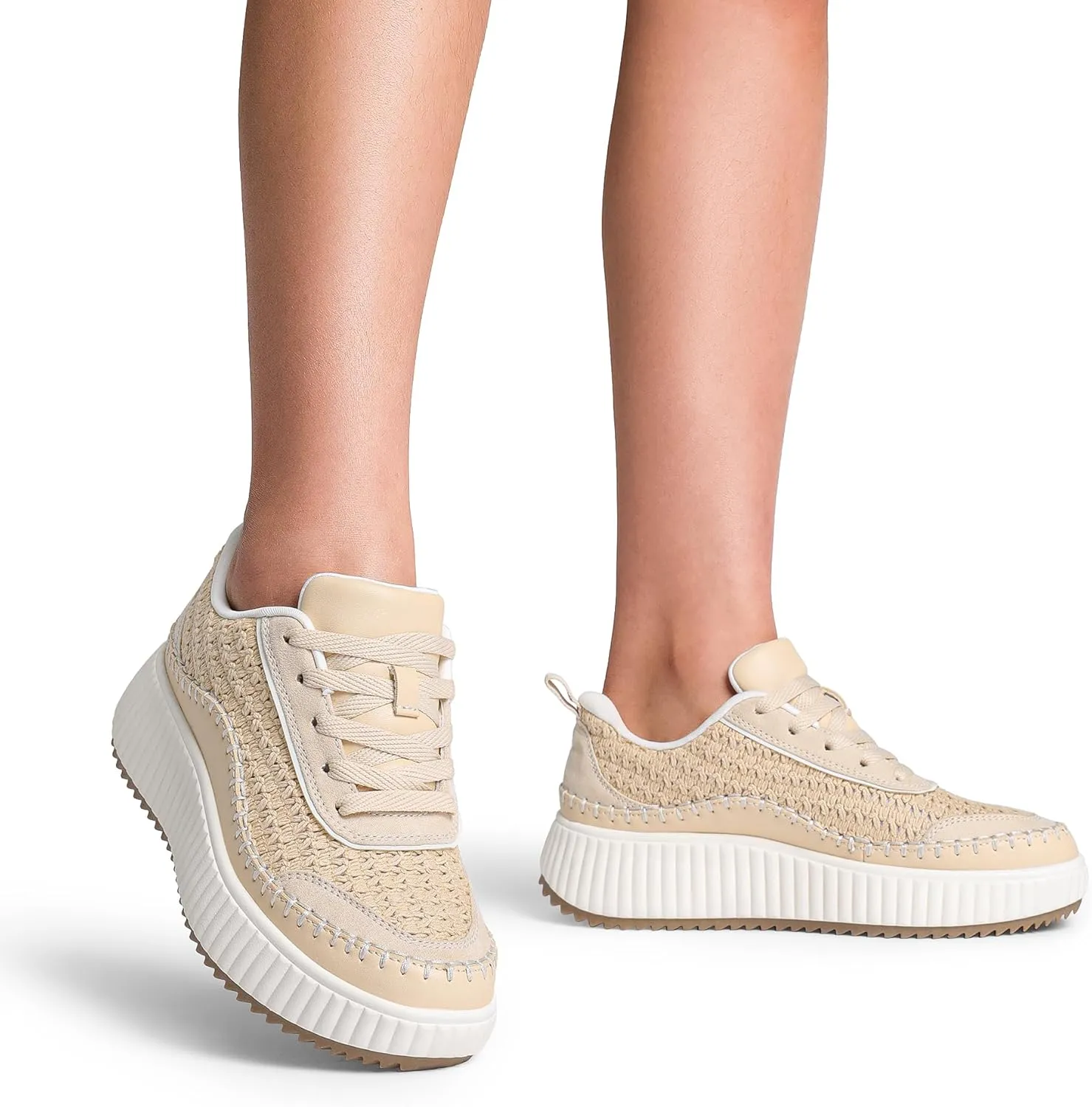 DREAM PAIRS Women Chunky City Tweed Comfortable Casual Platform Fashion Sneaker