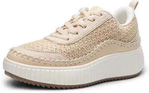 DREAM PAIRS Women Chunky City Tweed Comfortable Casual Platform Fashion Sneaker