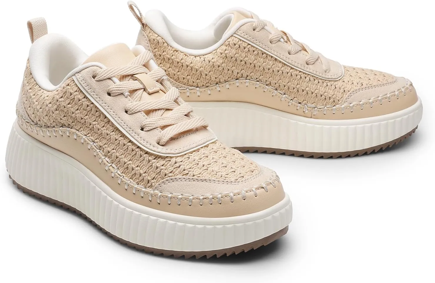 DREAM PAIRS Women Chunky City Tweed Comfortable Casual Platform Fashion Sneaker
