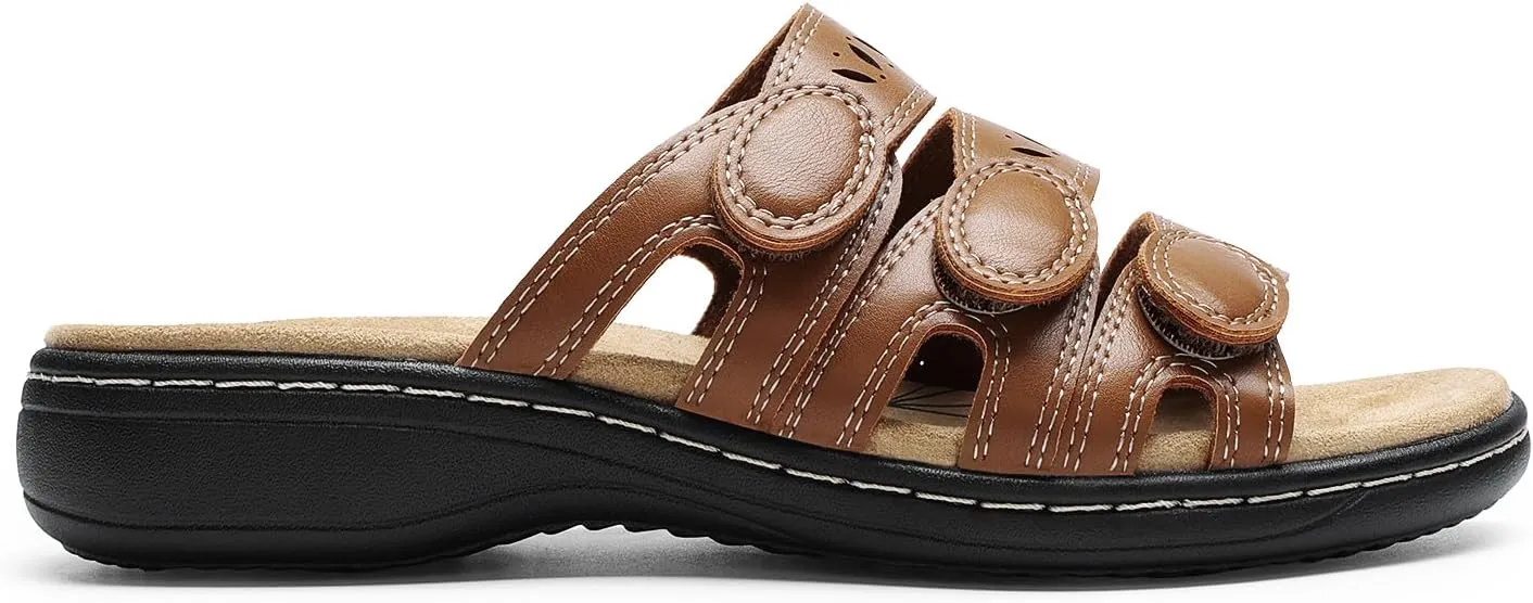 DREAM PAIRS Women's Slide Sandals Comfortable Arch Support Casual Walking Sandals Adjustable Straps Slip On Low Wedge Flat Sandals
