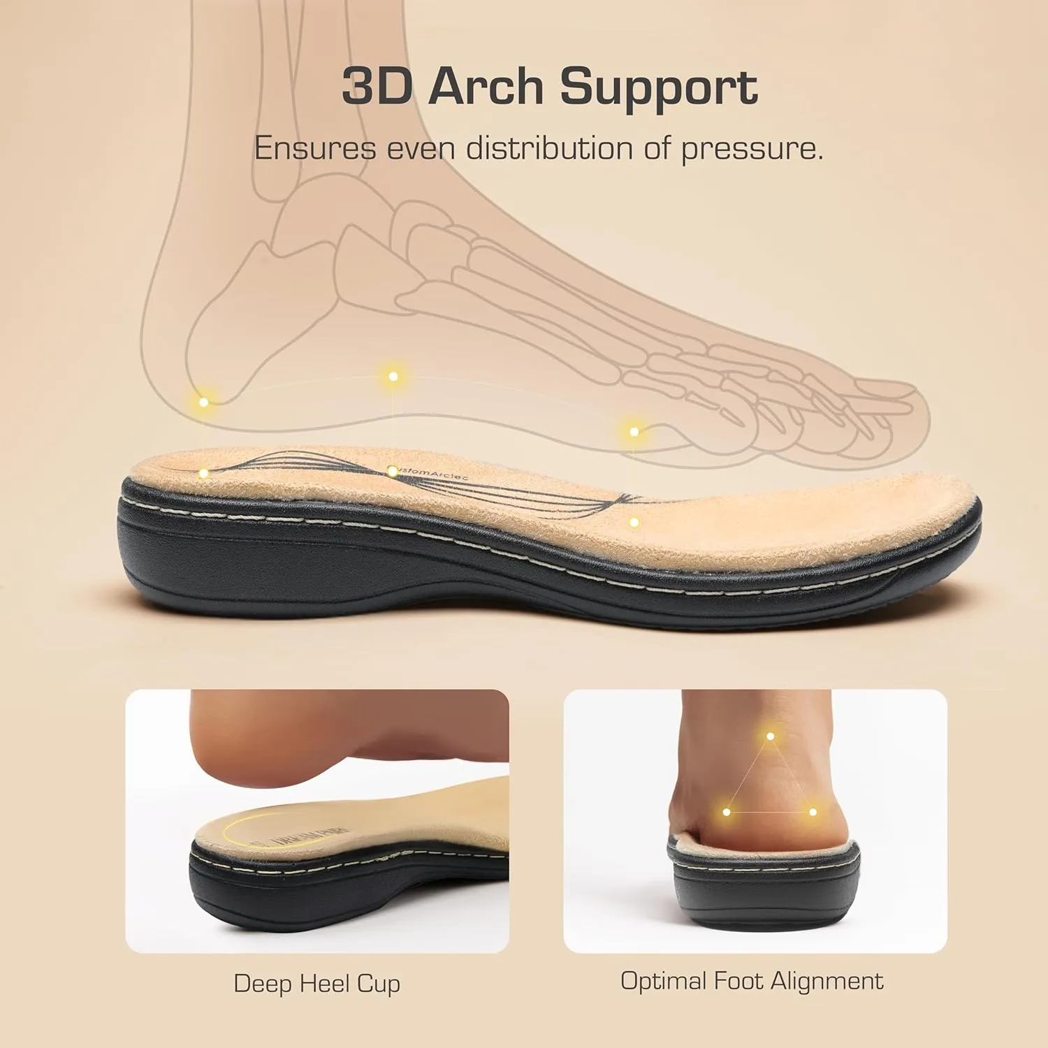 DREAM PAIRS Women's Slide Sandals Comfortable Arch Support Casual Walking Sandals Adjustable Straps Slip On Low Wedge Flat Sandals