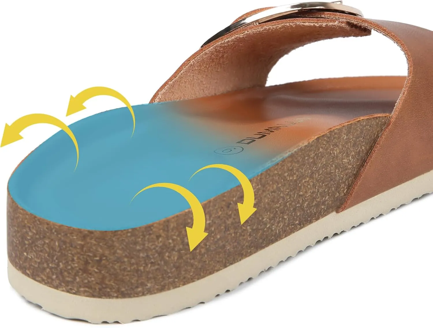 Dumalum Womens Slides Sandals Cork Footbed Flat Sandals Comfort Open Toe Buckle Flip Flops Slip On Home Slippers for Dressy Summer Beach Essentials