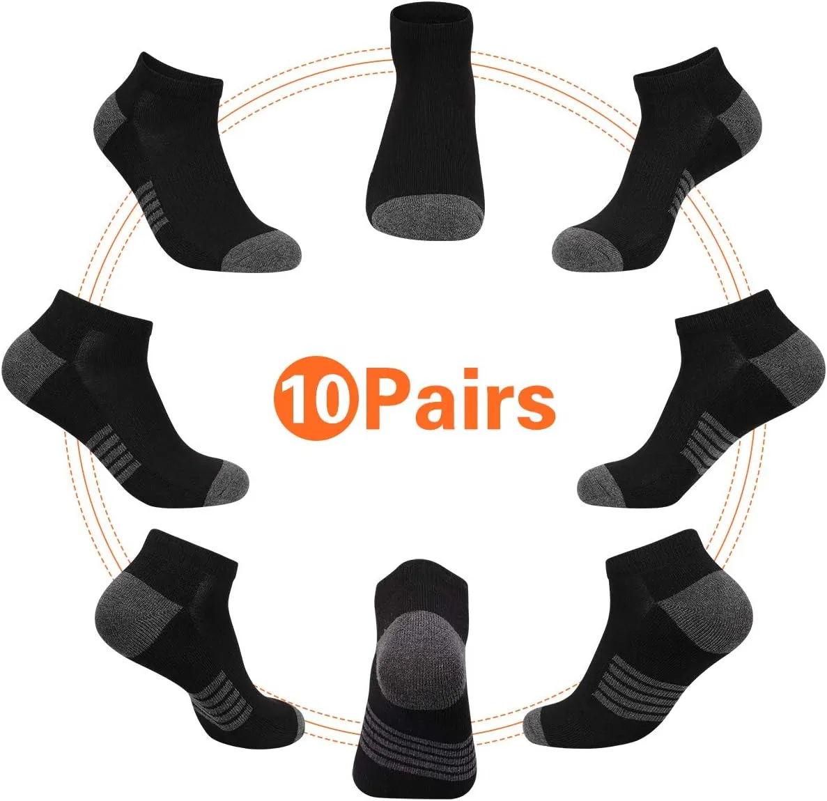 eallco Mens Ankle Socks Low Cut Athletic Cushioned Running Tab Socks
