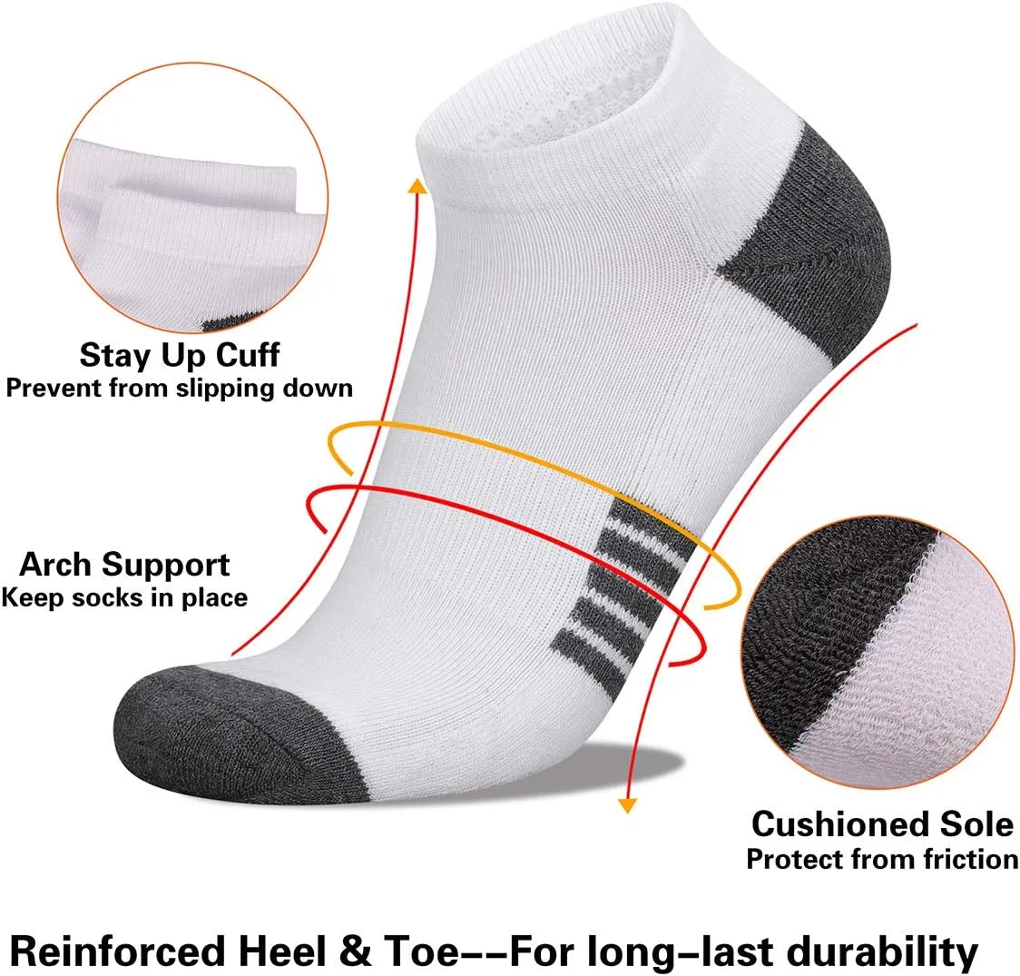 eallco Mens Ankle Socks Low Cut Athletic Cushioned Running Tab Socks