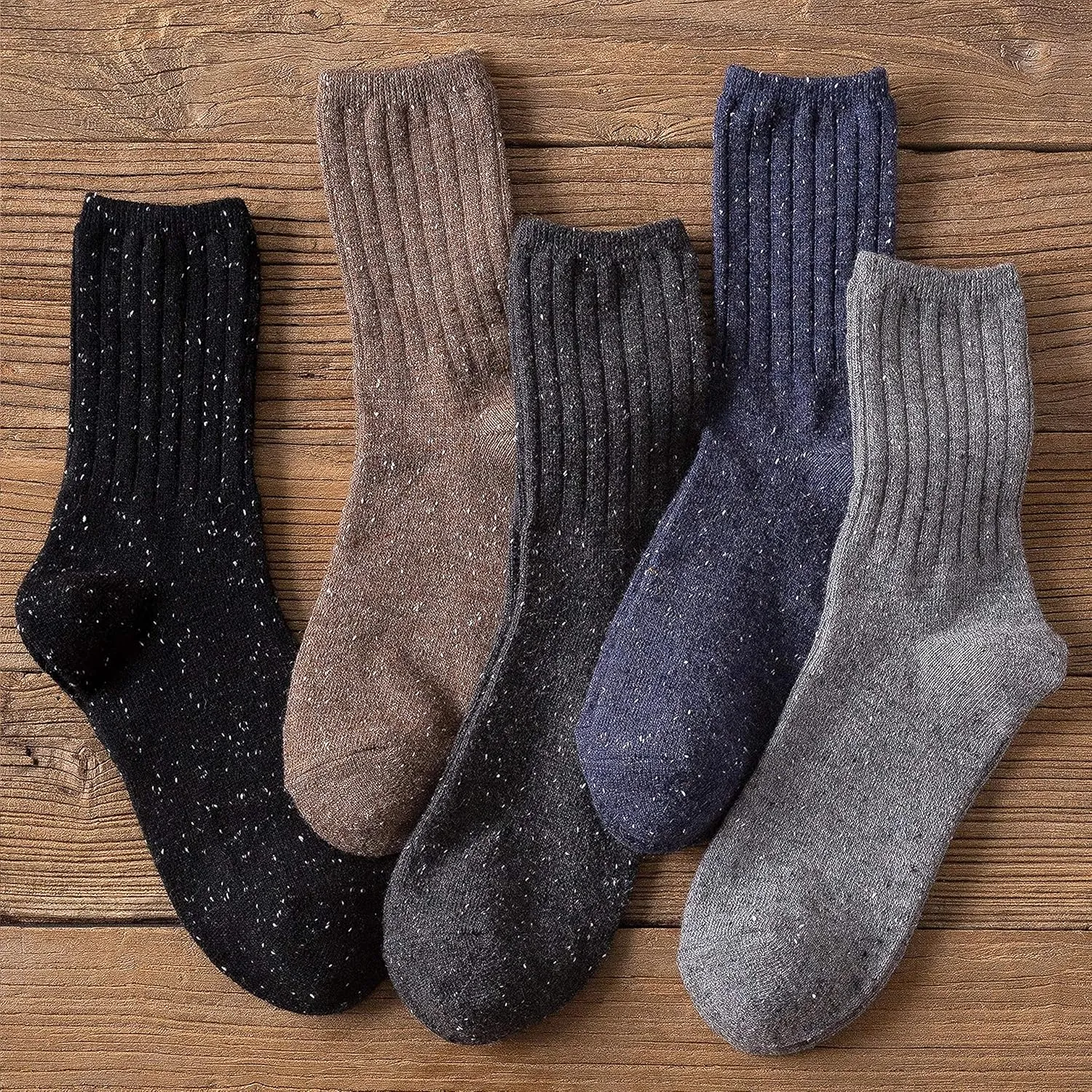 EBMORE 5 Pairs Merino Wool Socks for Women Thermal Warm Thick Winter Hiking Knit Cozy Crew Duty Work Soft Socks for Ladies