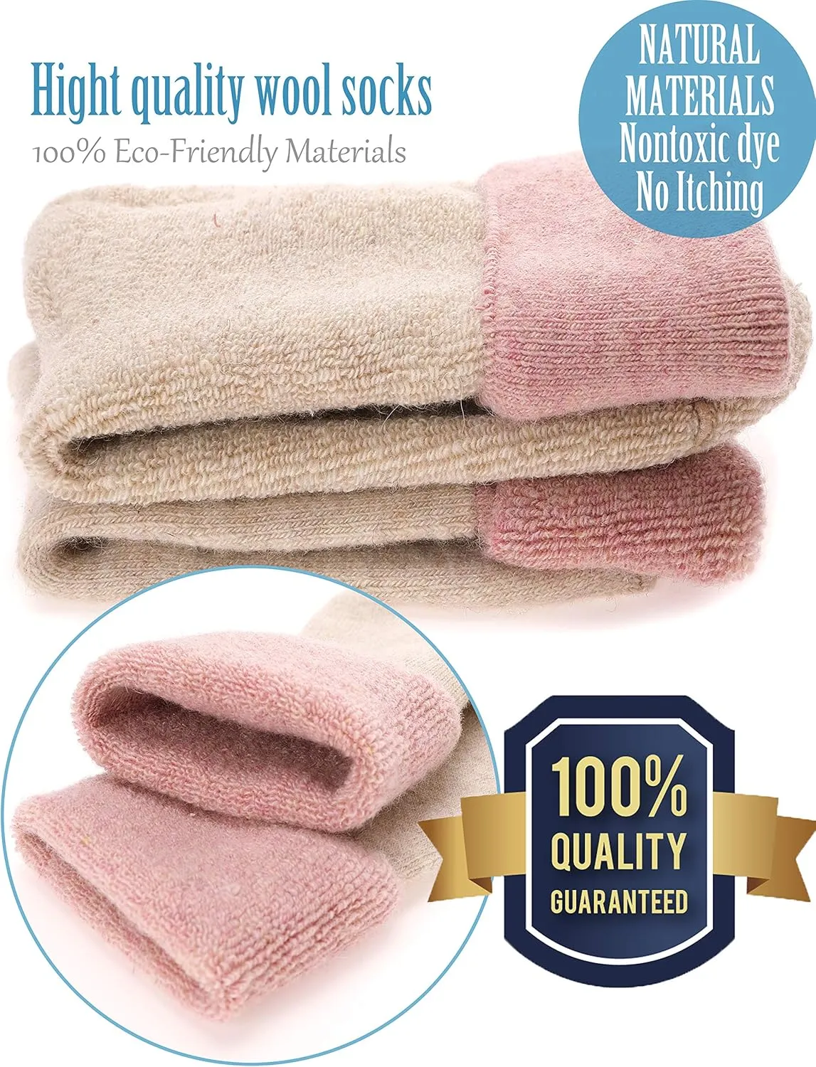 EBMORE 5 Pairs Women Merino Wool Socks Thermal Hiking Winter Warm Thick Cozy Cabin Crew Comfy Socks for Ladies