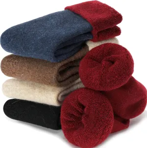 EBMORE 5 Pairs Women Merino Wool Socks Thermal Hiking Winter Warm Thick Cozy Cabin Crew Comfy Socks for Ladies