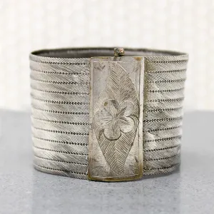 Edwardian Wide & Flexible Silver Plate Bracelet