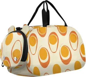 Eggs Yellow Kids Duffel Bag with Shoes Compartment Lightweight Weekender Overnight Range Bag for Boys and Girls
