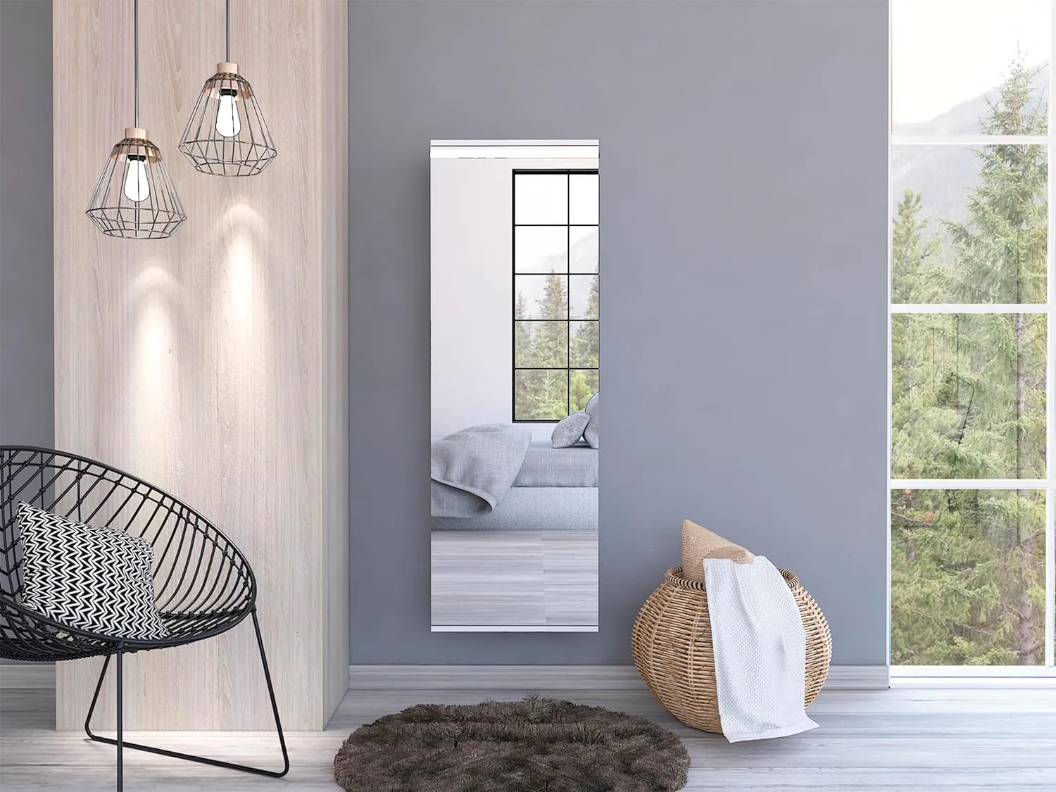 Elegant Wall Mounted Shoe Rack with Mirror for Enhanced Organization and Space-Saving, Holds Up to 10 Pairs, Modern White Finish