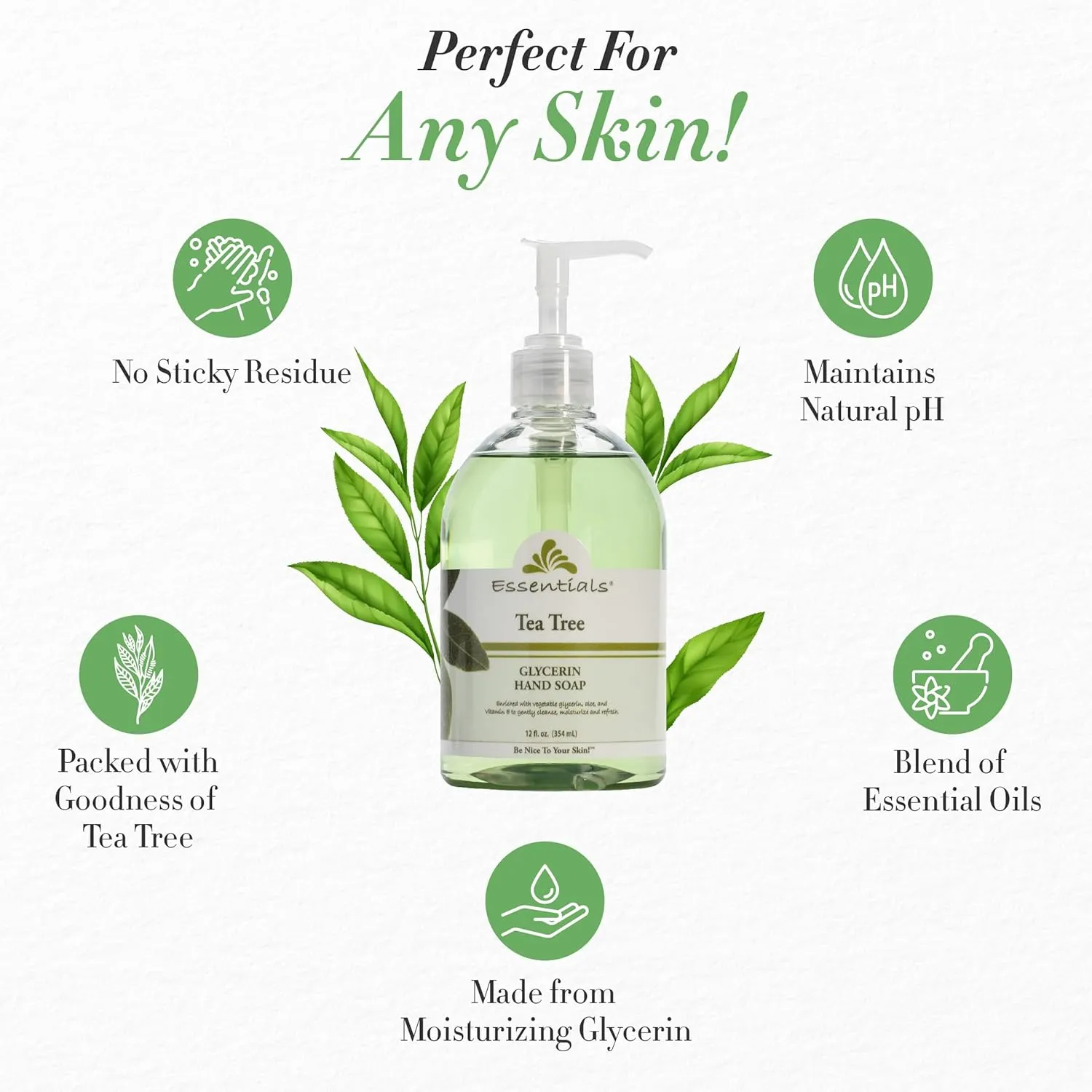 Essentials by Clearly Natural Glycerin Liquid Hand Soap, Tea Tree, 3-Fluid Ounce, Pack of 3