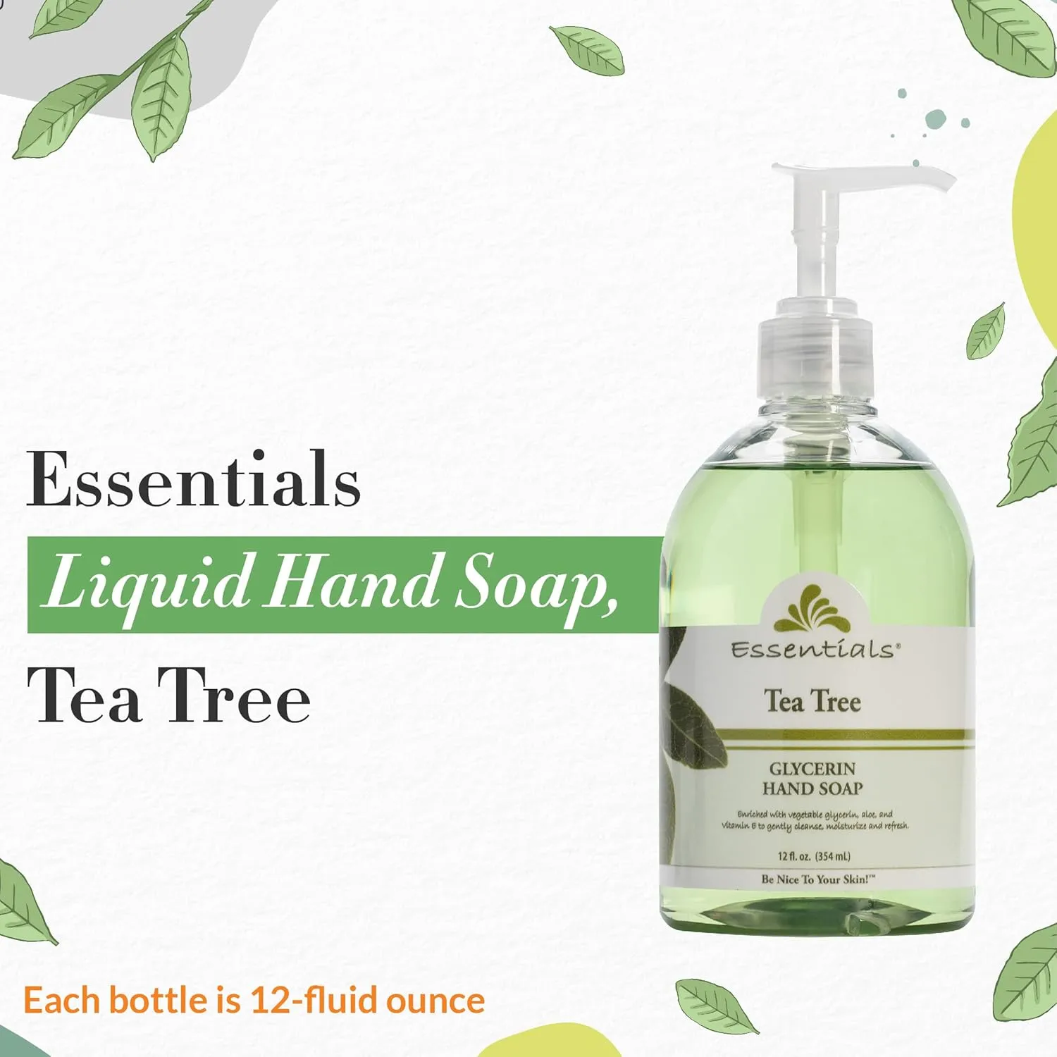Essentials by Clearly Natural Glycerin Liquid Hand Soap, Tea Tree, 3-Fluid Ounce, Pack of 3