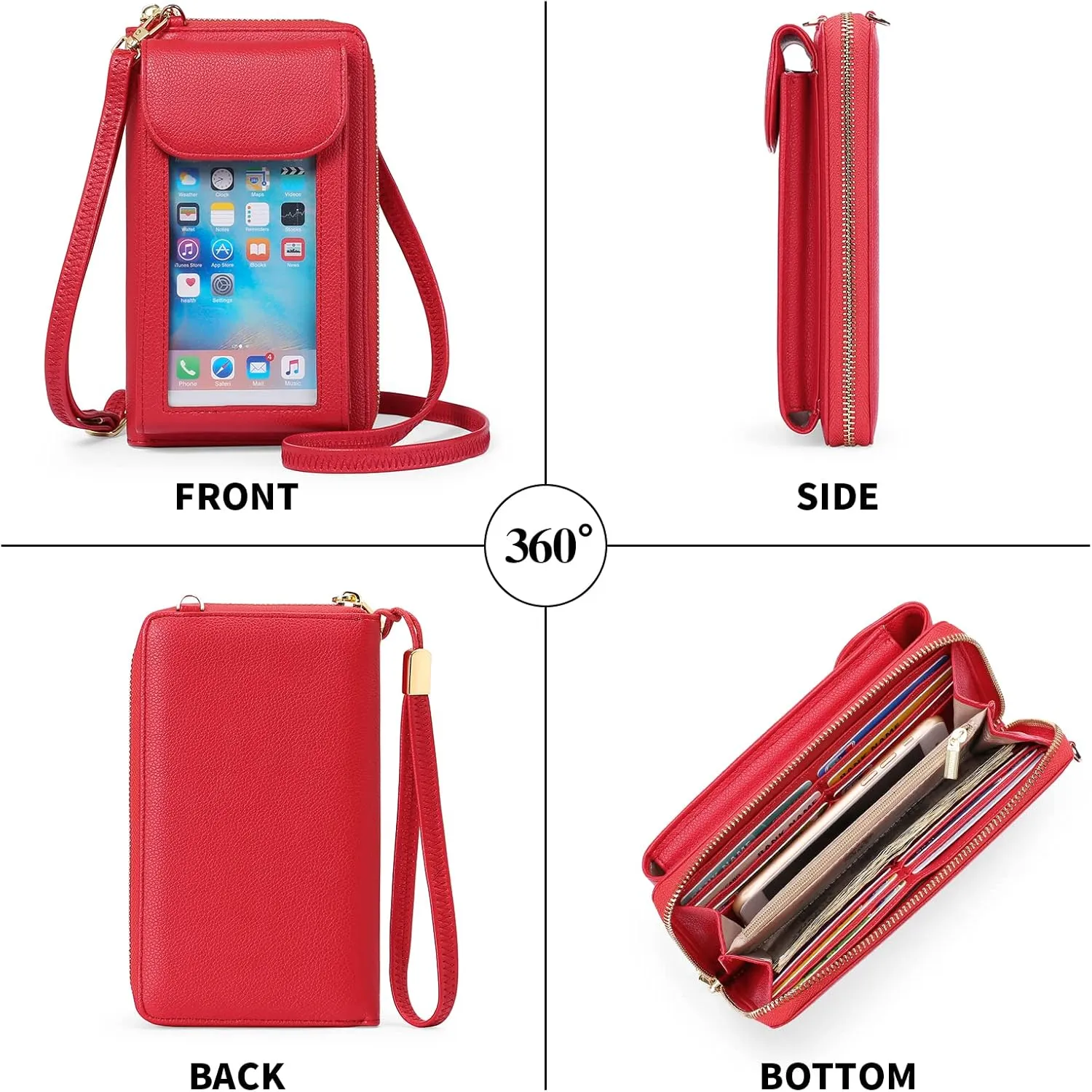 FALAN MULE Small Cell Phone Crossbody Bag Purse for Women, PU Leather Wallet Purse…