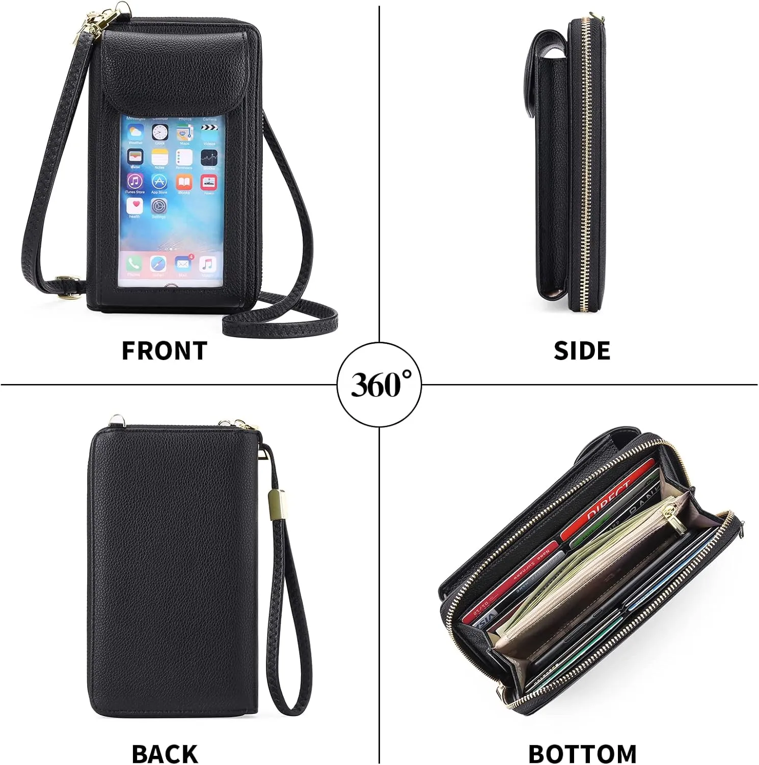 FALAN MULE Small Cell Phone Crossbody Bag Purse for Women, PU Leather Wallet Purse…