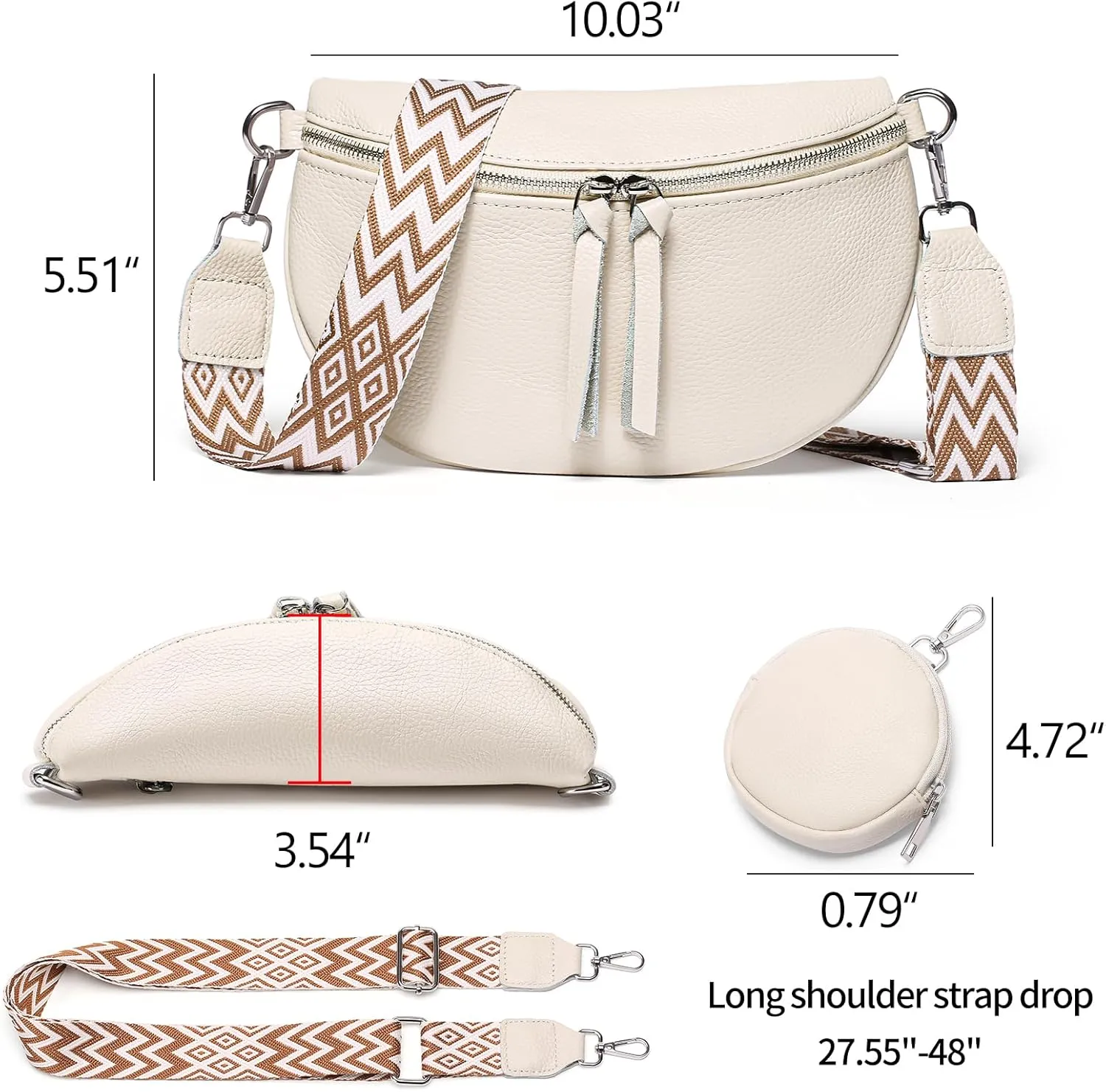 FALAN MULE Small Crossbody Bag for Women Trendy Design Genuine Leather Shoulder Handbags with Adjustable Strap
