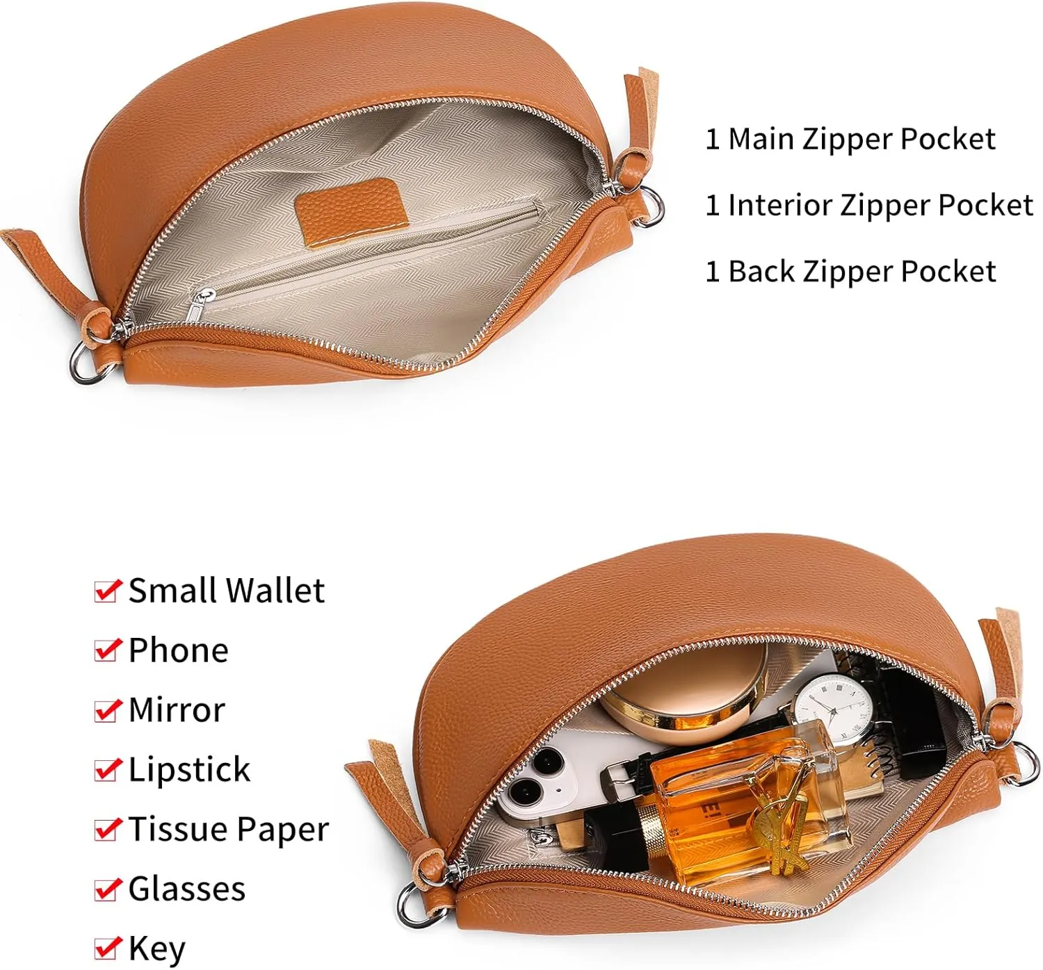 FALAN MULE Small Crossbody Bag for Women Trendy Design Genuine Leather Shoulder Handbags with Adjustable Strap
