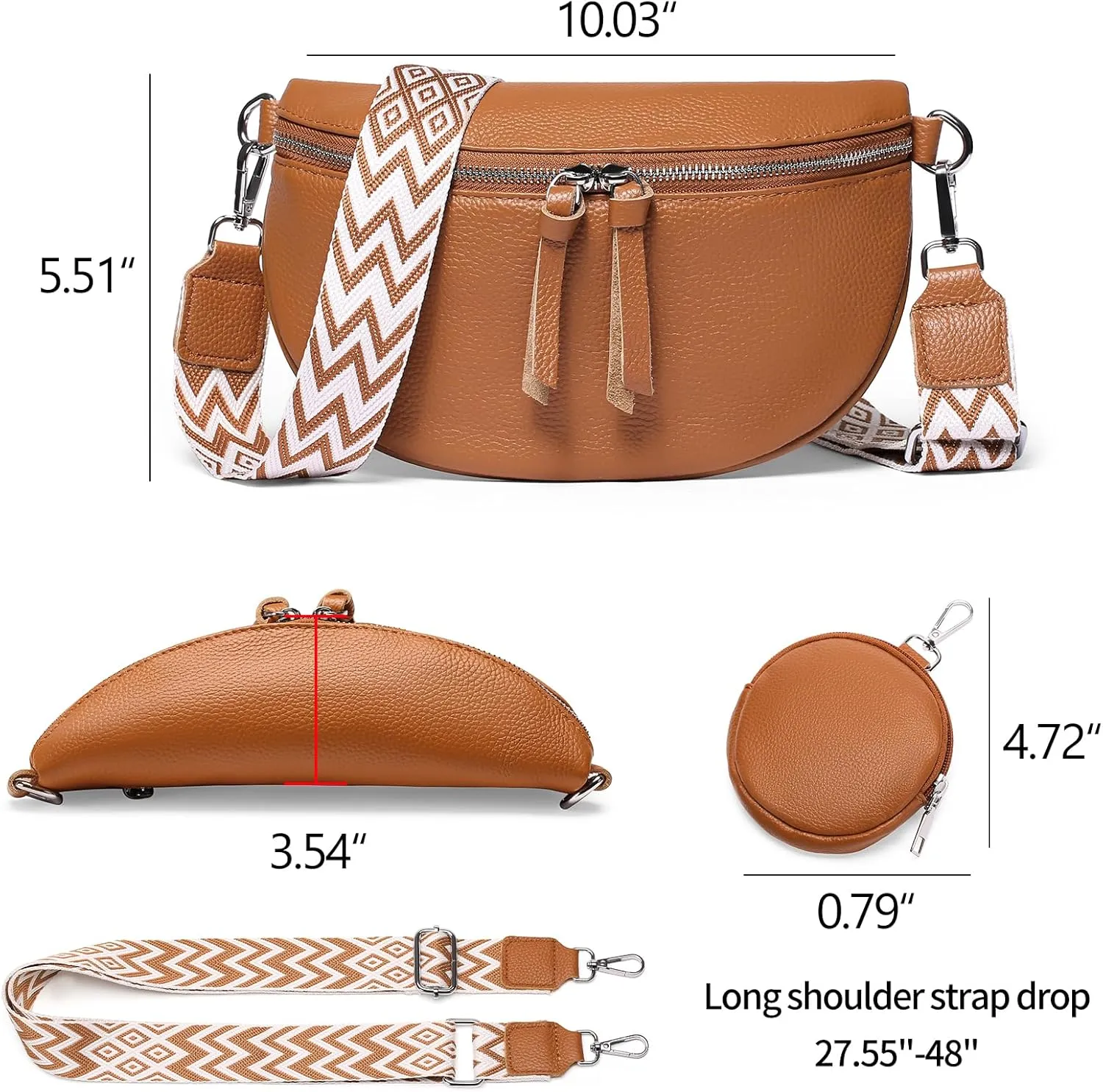 FALAN MULE Small Crossbody Bag for Women Trendy Design Genuine Leather Shoulder Handbags with Adjustable Strap