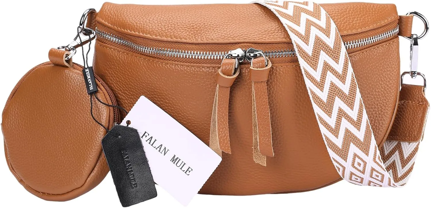 FALAN MULE Small Crossbody Bag for Women Trendy Design Genuine Leather Shoulder Handbags with Adjustable Strap