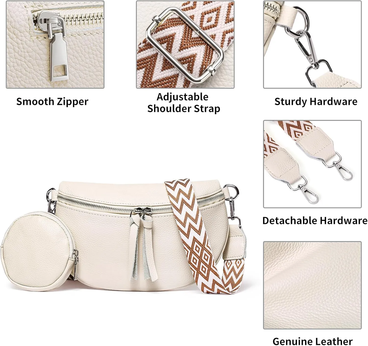 FALAN MULE Small Crossbody Bag for Women Trendy Design Genuine Leather Shoulder Handbags with Adjustable Strap