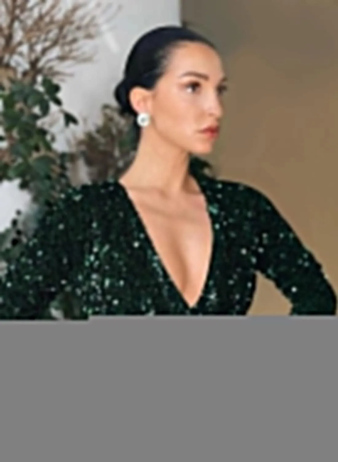 Fanciest V Neck Long Sleeve Prom Dresses with Slit Sequin Satin Formal Evening Gowns