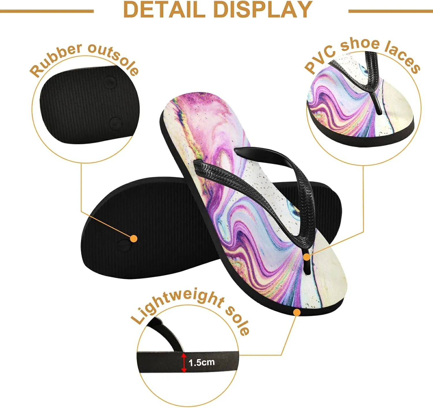 Fantastic Marble Agate Texture Womens Flip Flops Nature Marbling Grain Summer Beach Sandals Casual Thong Slippers Comfortable Shower Slippers Non Slip Water Sandals shoes XS