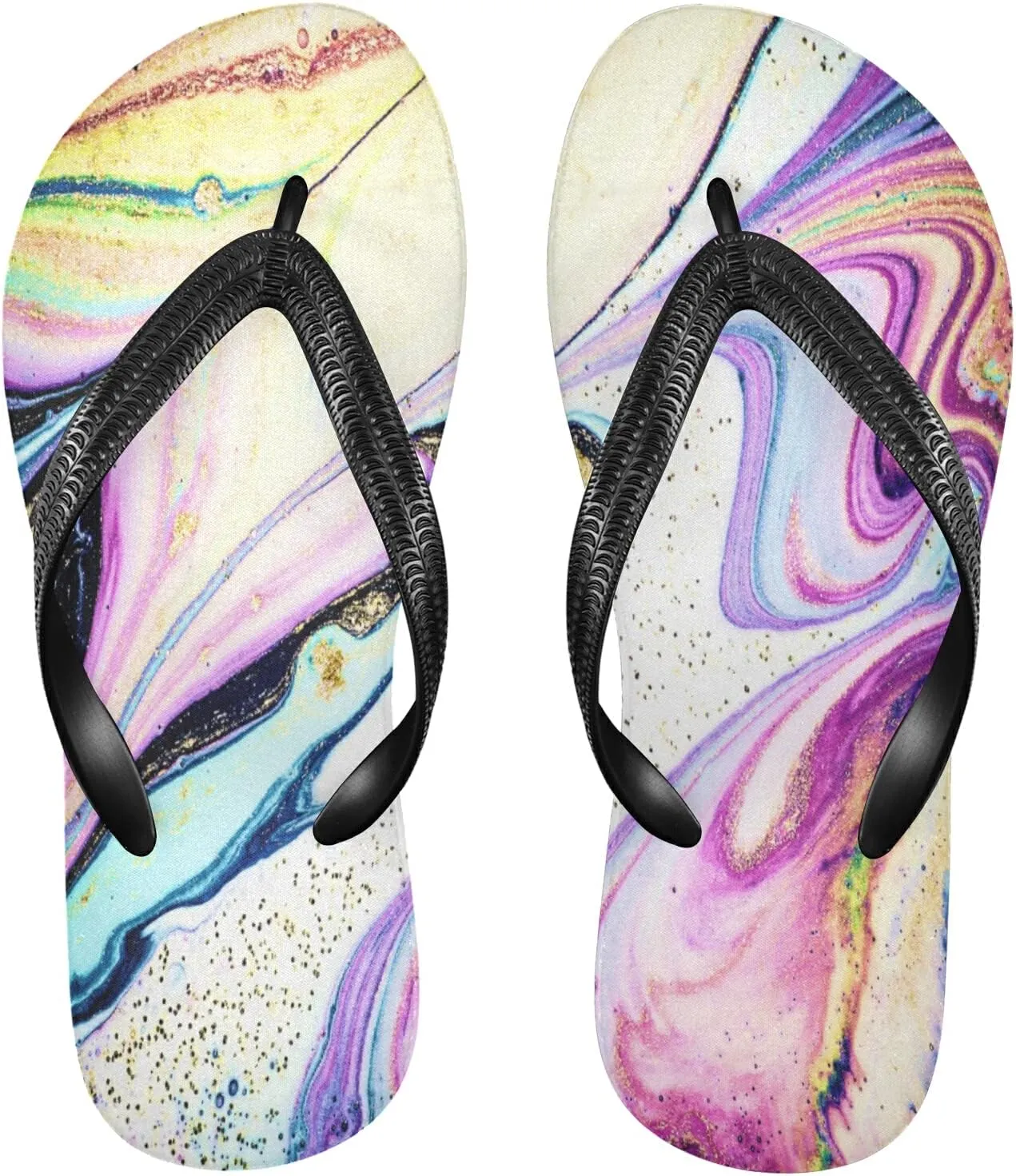 Fantastic Marble Agate Texture Womens Flip Flops Nature Marbling Grain Summer Beach Sandals Casual Thong Slippers Comfortable Shower Slippers Non Slip Water Sandals shoes XS