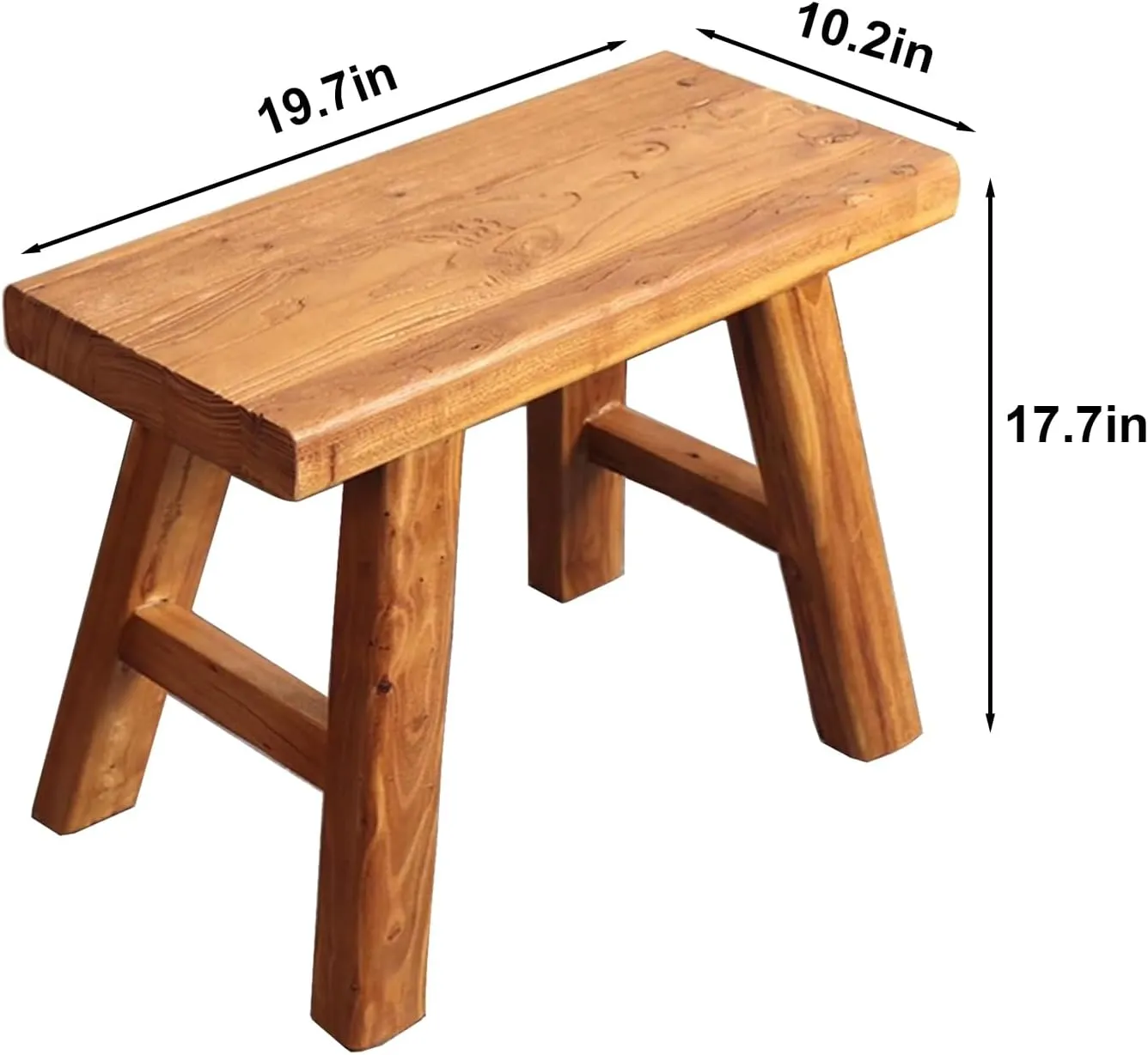 Farmhouse Small Wooden Indoor Bench - 19.7in Entryway Bench, Natural Solid Wood, Durable & Sturdy, Suitable for Dining Room, Bedroom, Porch