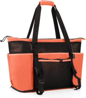 Fasrom Extra Large Mesh Beach Bag with Zipper Bottom, Family Beach Tote Bag with Wet and Dry Separation (Patent Design)