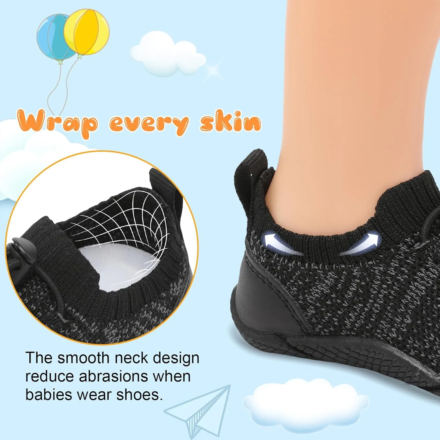 FEETCITY Baby Shoes Boys Girls First Walking Shoes Infant Sneakers Crib Shoes Breathable Lightweight Slip On Shoes