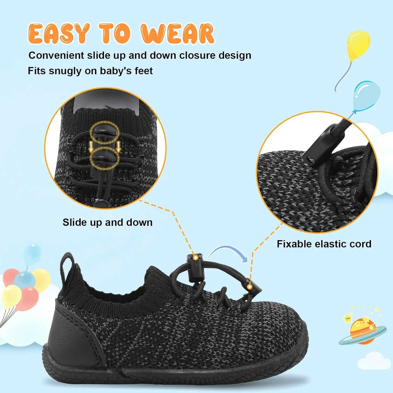 FEETCITY Baby Shoes Boys Girls First Walking Shoes Infant Sneakers Crib Shoes Breathable Lightweight Slip On Shoes