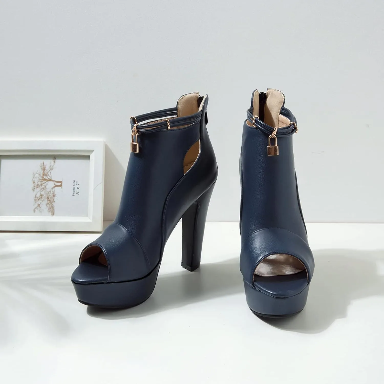 fereshte Women's Peep-Toe Sandals Stiletto High Heels Platform Summer Booties