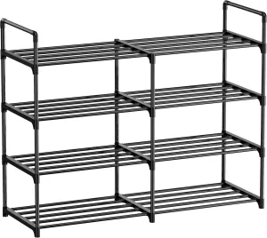 FIDUCIAL HOME 4 Tiers Metal Shoe Rack Organizer 16 Pairs Sturdy Shoe Stand for Closet Entryway, Stackable