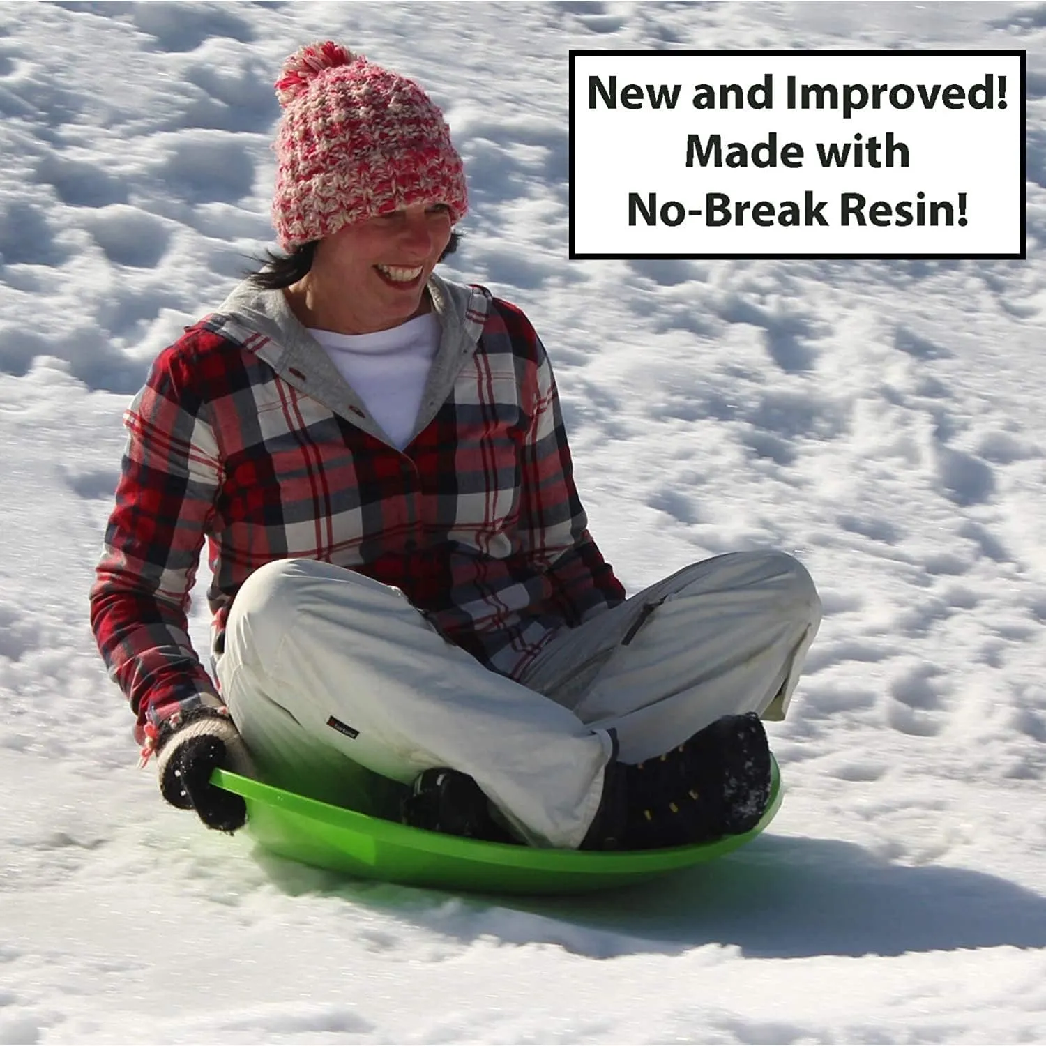 Flexible Flyer Paricon 626 Round Flying Saucer Disc Racer Polyethylene Snow Sled Toboggan, for Ages 4 and Up, 26 Inch Diameter