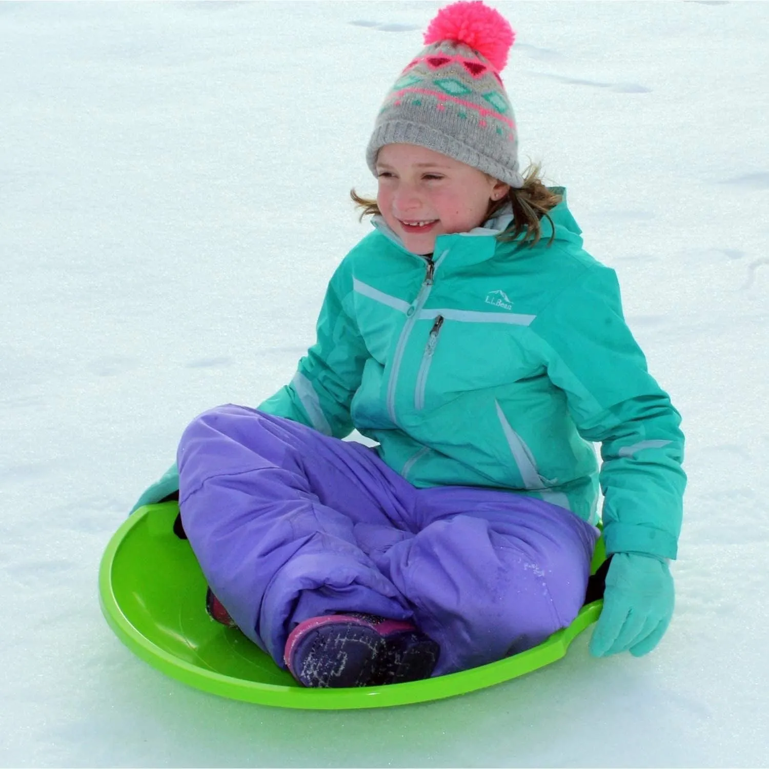 Flexible Flyer Paricon 626 Round Flying Saucer Disc Racer Polyethylene Snow Sled Toboggan, for Ages 4 and Up, 26 Inch Diameter